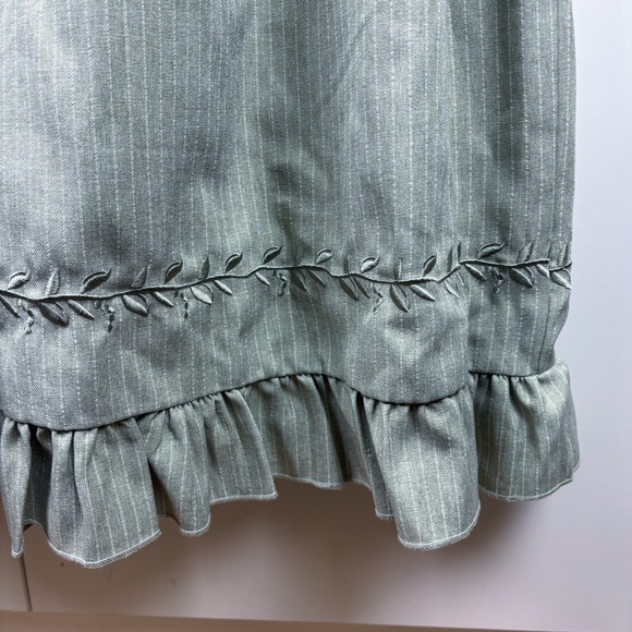 Lolita Little Dipper Sage Green Embroidered Ruffle Lace Long Sleeve Midi Dress - Picture 8 of 8